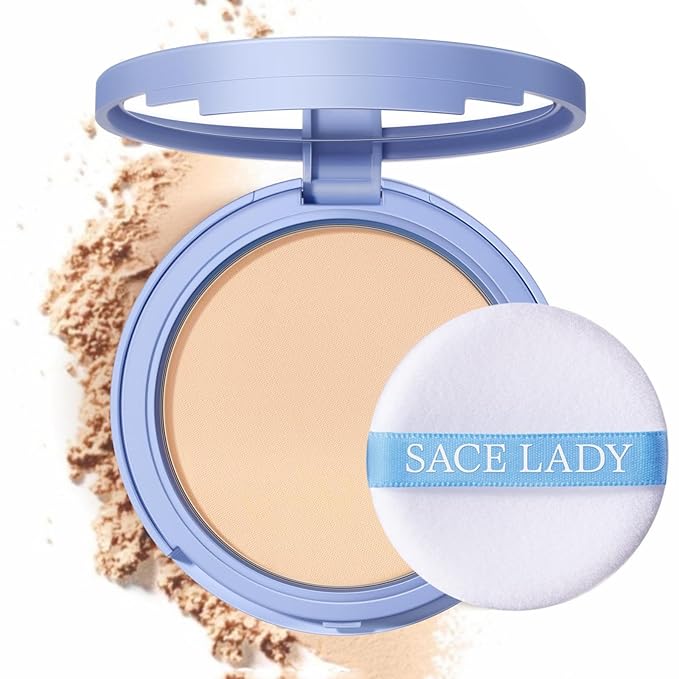 SACE LADY Face Powder Waterproof Sets Makeup, Controls Shine, Smooth Fine Lines for Flawless Lightweight Finish, Long Lasting Matte Compact Setting Powder Cosmetics Cruelty-free, 0.35oz (#01)