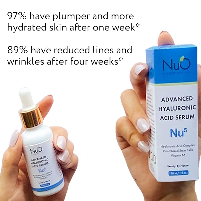 nuorganic Hyaluronic Acid + B5 + Plant Stem Cells: Skin Feels Hydrated, Plumper, Dewy and Rejuvenated - PhytoCellular Science + Multi Molecular + 100 Hour Hydration + Better Skin in 7 Days