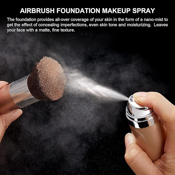 Airbrush Foundation Makeup Spray, Long Lasting Waterproof Full Coverage Foundation for Brighten, Concealer and Hydrating, Natural Matte Finish, Brush and Makeup Sponge Include, 2.36oz (#4 Porcelain)