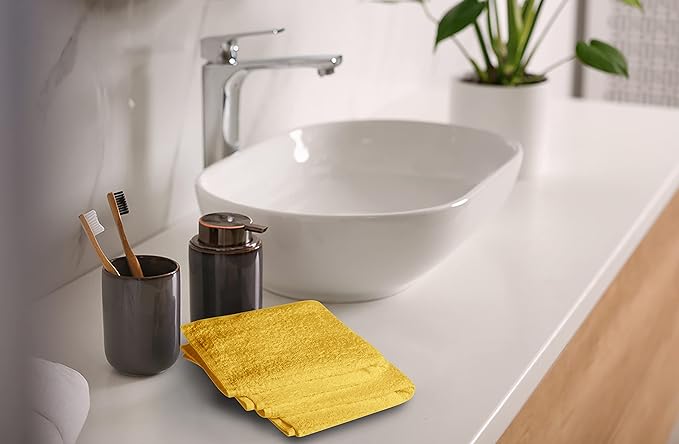 Softolle 100% Cotton Washcloths 24 Pack (12x12 Inches) Soft, Highly Absorbent Washcloth, Face Towels, Wash Cloths for Face, Ring Spun, Bulk Pack (Yellow)