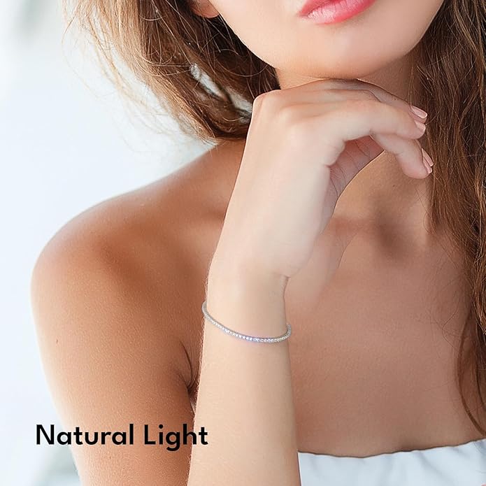 KRKC&CO Lab-Grown Moissanite Tennis Bracelet Women, Luxury Anniversary Wedding Bridal Gift for Wife, 2.2-13.8 ct.tw, D Color VVS1, 925 Sterling Silver 14K Golden Plated, Hypoallergenic, Everyday Jewelry