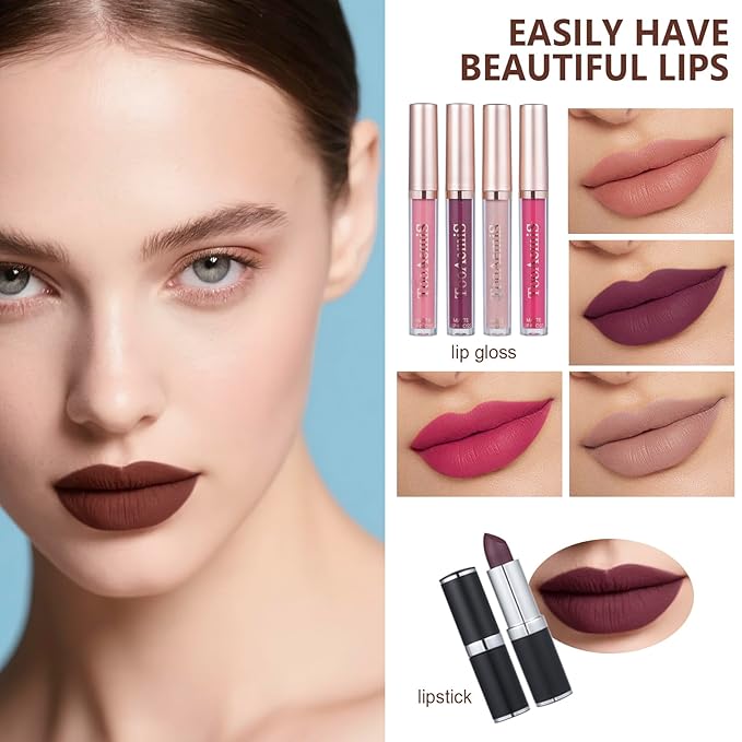 Makeup Kit for Women Full Kit、 Makeup Gift Set for Beginners Teenager，Makeup Sets for Teens、 Multipurpose Makeup ，eyeshadow、 liquid foundation,Loose powder,Eyebrow pencil,4-color lip gloss set