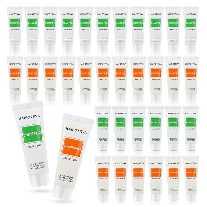 Travel Size Shampoo and Conditioner Bulk Sets Pack of 50,Individually Wrapped 30ml/1 fl oz Small Size Hotel Supplies Portable Toiletries Amenities Bulk for Guests,Travel,Homeless,Charity