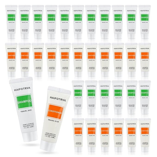 Travel Size Shampoo and Conditioner Bulk Sets Pack of 50,Individually Wrapped 30ml/1 fl oz Small Size Hotel Supplies Portable Toiletries Amenities Bulk for Guests,Travel,Homeless,Charity