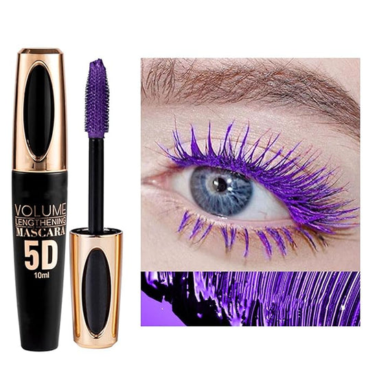 MAEPEOR 5D Silk Fiber Mascara Fuller & Voluminous Colored Eyelash Natural Waterproof Smudge-proof Mascara (05 Purple)
