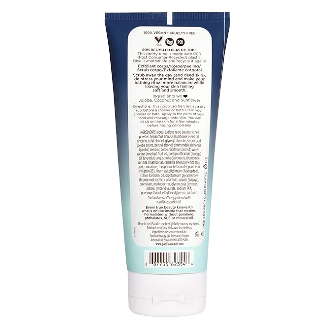 Pacifica Coconut Cream Body Scrub, Gently Exfoliates & Polishes Dead Skin, For All Skin Types, Ven & Cruelty-Free, 6 Fl Oz