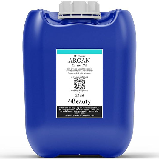 Bulk Argan Oil - Large 2.5 Gallon Jerrican - Natural, Cold Pressed, 100 Percent Pure Argan Oil for Homemade Hair, Face and Skin Products - Light Aceite de Argan Carrier Oil