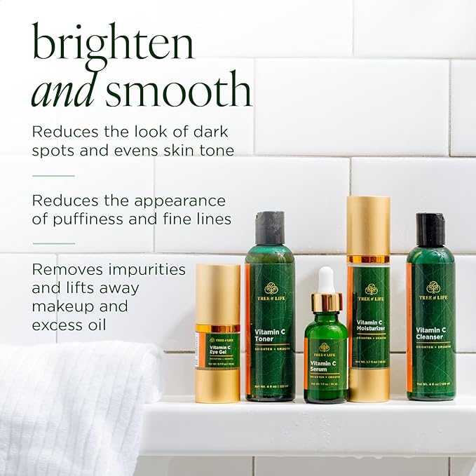 Tree of Life Beauty Ultimate Skin Care Set, Brightening, Firming, Hydrating, Moisturizing, Brightening, Complete Face Care Regimen - Total Vitamin C Face Serum Collection 5pack