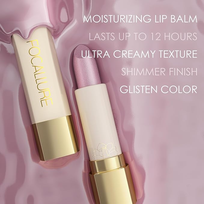 FOCALLURE Moisturizing Shiny Lipstick,Pearl Shimmery Finish,Hydrating Tinted Lip Balm with Creamy Texture,Long Lasting High Pigmented Lip Stain,Sour Sugar