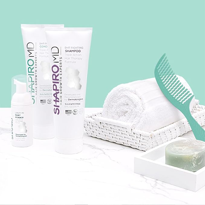 Shapiro MD Hair Growth Experts Natural Hair Kit for Thicker, Fuller, Healthier Looking Hair - Including Shampoo, Conditioner and Leave-In Daily Foam (1 Month Supply)