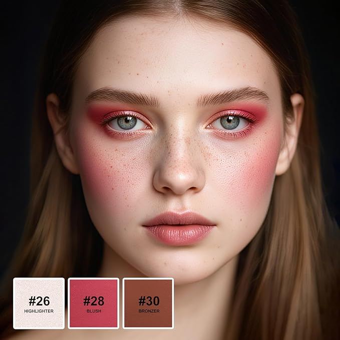 3Pcs Contour Stick Makeup Set, Shades with Highlighter Blush Bronzer Stick Kit for Sculpt the Cheeks and All Skin Type, Longwear Smooth Non-greasy Formula for All Skin Types, Mature