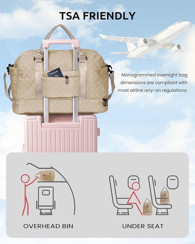 Women Group Gift Ideas, Gifts for Women-Kids Travel Bags with Shoe Compartment, Personalized Weekender Bag, Monogram Overnight Bag for Women, Letter Travel Bag with Makeup Bag (Letter Y)