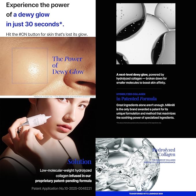 MILLIMILLI MediAmpoule – Colla Serum | Hydrating Collagen Face Ampoule with Niacinamide, Vitamin C & E | Brightening, Anti-Aging Korean Skin Care Serum for Radiant, Glowing Skin, 15ml