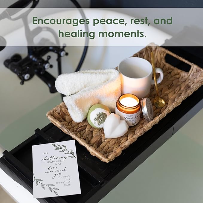 Sympathy Gift Baskets for Women – 8 Thoughtful & Cozy Items (Blanket and Candle Gift Set with Mug, Socks & More) – Sympathy Gifts for Loss of Loved One, Get Well, or Self Care Gifts for Women