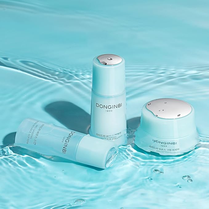 Donginbi Red Ginseng Hydra Bounce Cream Fresh Travel Kit - Hydrating Toner with Hyaluron Acid, Soothing & Firming Cream, Red Ginseng Essence, Korean Skin Care Set Gifts for Women