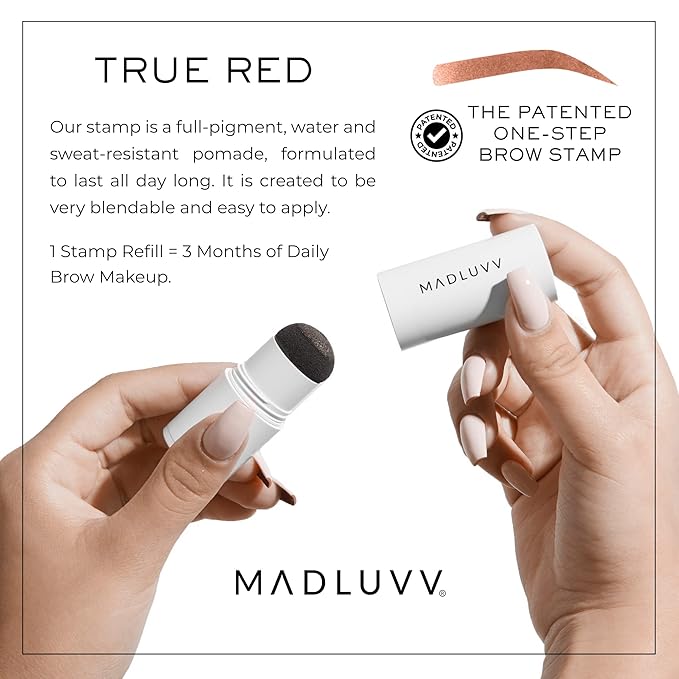 MADLUVV Brow Stamp Refill* - Color Stamp for Brows & Root Touch Up for Women & Men, Instantly Conceal Hair Loss, Grey Hair, Thinning Hair with Stain-Proof/Smudge-Proof Powder Formula (True Red)