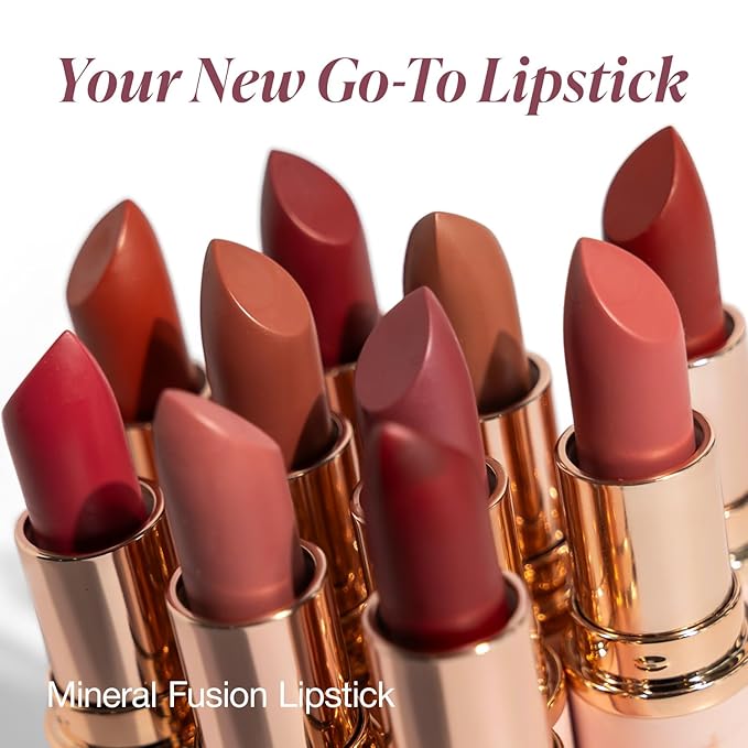 Mineral Fusion Long-Lasting Lipstick, Vivid & Smudge-Free Lip Color with Avocado Oil, Cocoa Seed Butter, Free of FD&C Dyes, Paraben and Gluten, Paloma
