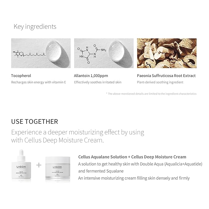 LAGOM Cellus Aqualane Solution | Korean Serum for Face, Vegetable Squalane, Skincare for Glass Skin, Deep Moisturization, Barrier Strengthening 1.69 Fl Oz