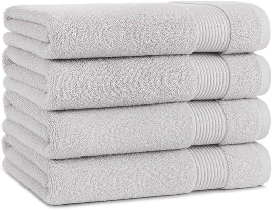 Arkwright Bath Towels Set of 4 - Super Soft 100% Cotton, 600 GSM Quick Dry & Absorbent, Luxury Bathroom Essentials for Hotels, Spa, Hosts, and Vacation Rentals, Titanium Grey