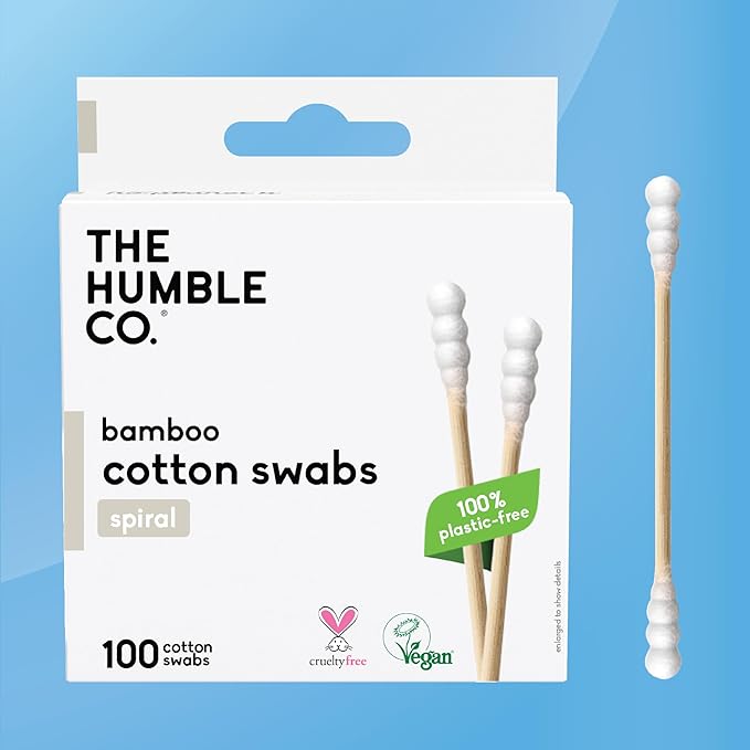The Humble Co. Bamboo Cotton Swabs (600 count) - Cotton Swabs and Cotton Buds for Ears, Makeup, Pet Care and Cleaning (White Spiral)