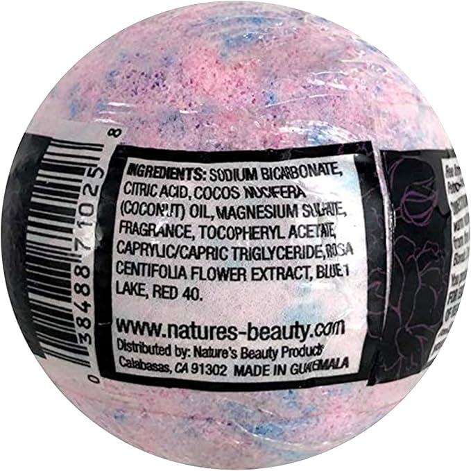 Nature's Beauty Yuzu & Rose Oil Bath Bomb Multi-Pack - Natural Hand Crafted, Non-Staining, Luxury Fizzy Spa Bomb, Nourish Dull + Dry Skin, Made w/Coconut Oil + Witch Hazel, 4.6 oz (4 Pack)