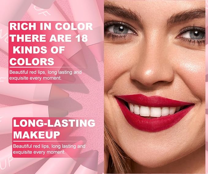 MAEPEOR 12Pcs Velvet Matte Liquid Lipstick Set Waterproof Long Lasting Quick-drying Non-Stick Cup Nude Lip Stain Kit