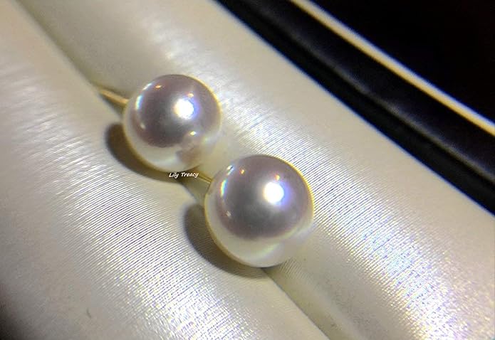 Lily Treacy Japanese Akoya Pearl Necklace Strand 14K gold clasp 18" w/Stud Earrings 18K gold post Set Bridal Gift 7-7.5mm
