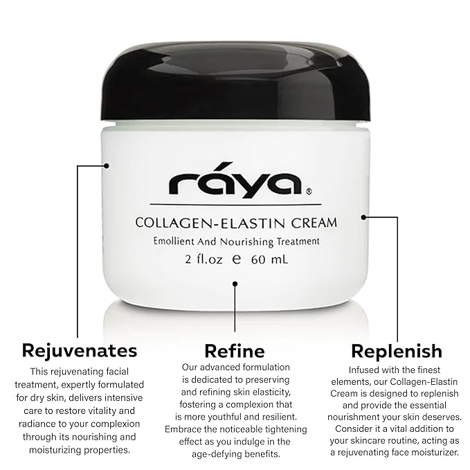 Raya Collagen-Elastin Cream (401) | Nourishing and Moisturizing Facial Treatment for Dry Skin | Helps Reduce Fine Lines and Wrinkles | Calms, Tones, Refines, and Firms