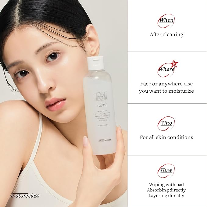 R4 Hydrating Rice Toner with Rice-Peptide & 4-Liposome Complex – Calming & Moisturizing Glowing Toner, Lasting Hydration, Hypoallergenic Korean Skincare 6.76 fl.oz.
