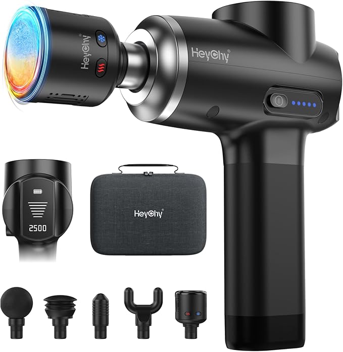 Percussion Massage Gun Deep Tissue with Heat and Cold, Portable Handheld Muscle Massager, Percussion Back Body Masajeador 12mm Amplitude for Athletes, Runner, Gifts for Men Women