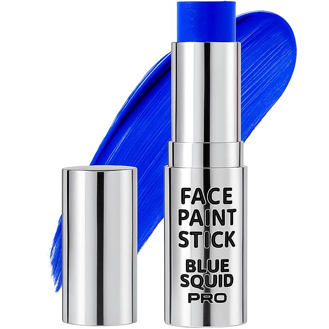 Blue Squid PRO Blue Face Paint Stick - Waterproof Blue Body Paint for Skin Adults & Kids Eye Black Baseball, Eyeblack Softball - Hypoallergenic Twist-Up Non-Toxic Makeup Stick for Cosplay, Sports, SFX