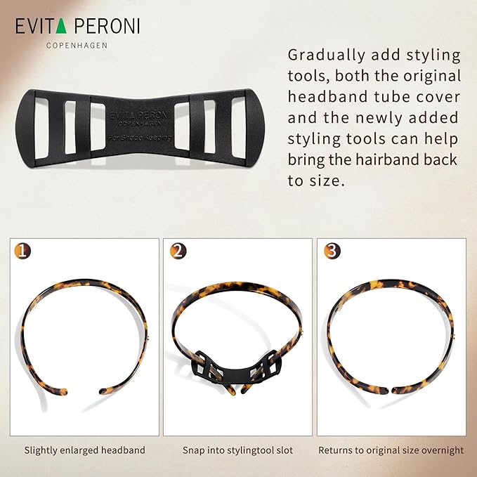EVITA PERONI Hair Band, Acetate Resin Hairband for Women's Hair, Designed for Eyewear, No Pressure, No Headache, Comfortable Headbands for Women, Fashion Thin Headbands Non Slip, Tan, 1 Count