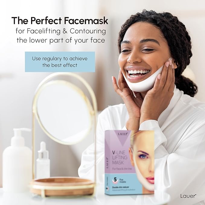V Shaped Contouring Face Mask Line Shaping Lifting Belt Neck Reduction Jawline Shaper Lift Up Tape Enhancer Face Patch Firming Tightening Skin Chin Collagen Mask Hyaluronic Acid Aloe Vera 5 pcs