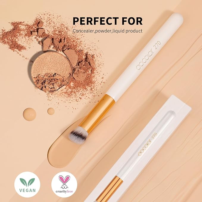 docolor Concealer Brush 270 Angled Concealer Brushes Under Eye Mini Angled Flat Top Kabuki Nose Contour Brush for Concealing Blending Setting