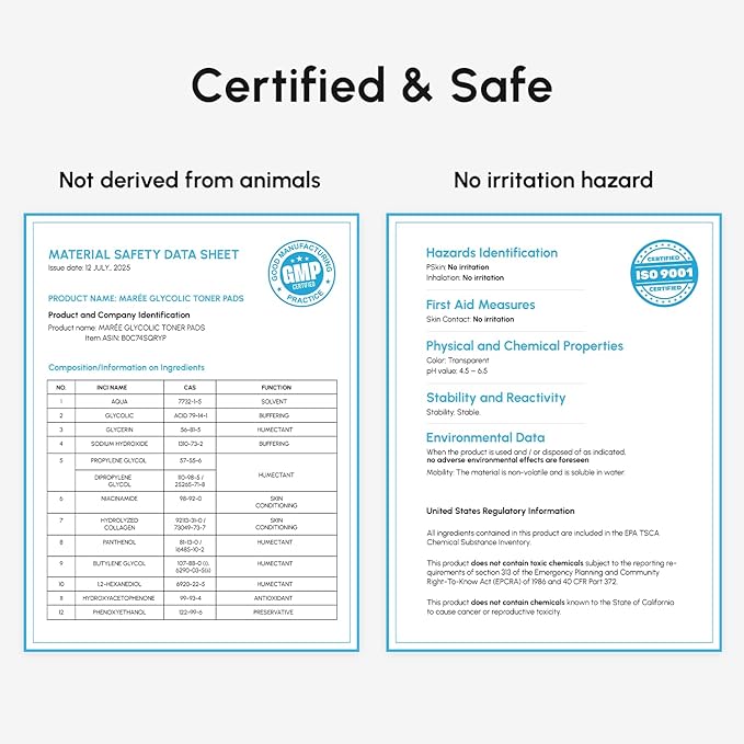 MAREE Glycolic Acid Polishes 2 PACK - Toner Polishes for Face Cleansing - Tea Tree Oil, Salicylic Acid & Vitamins E, B3, B5 - Facial Peel & Radiance Deep Cleaning Effect