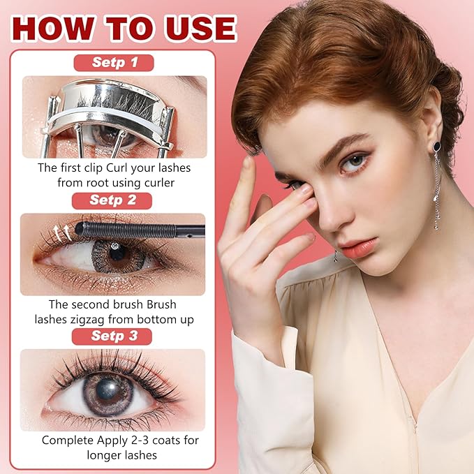 Mascara for Older Women 60 Plus, Lash Mascara, Waterproof, Flake & Smudge Resistant, Volume and Length for Mature Women with Thinning Lashes, hypoallergenic - 2Pcs (Brown)