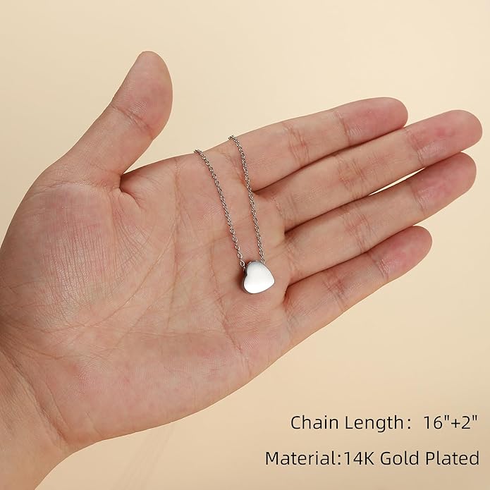 Dainty Gold Heart Necklace for Women - 14K Gold/Silver Plated Cute Heart Handmade Disc Circle Bee Choker Adjustable Necklace for Women Trendy Jewelry