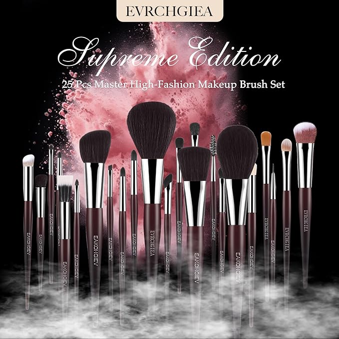 35Pcs Professional Makeup Brushes Set, High End 25 Pcs Make up Tools For Powder Foundation Concealers Blush Eyeshadows and 8 Puff 2 Makeup Sponge. Artist MUST HAVES Travel and Daily (brown)