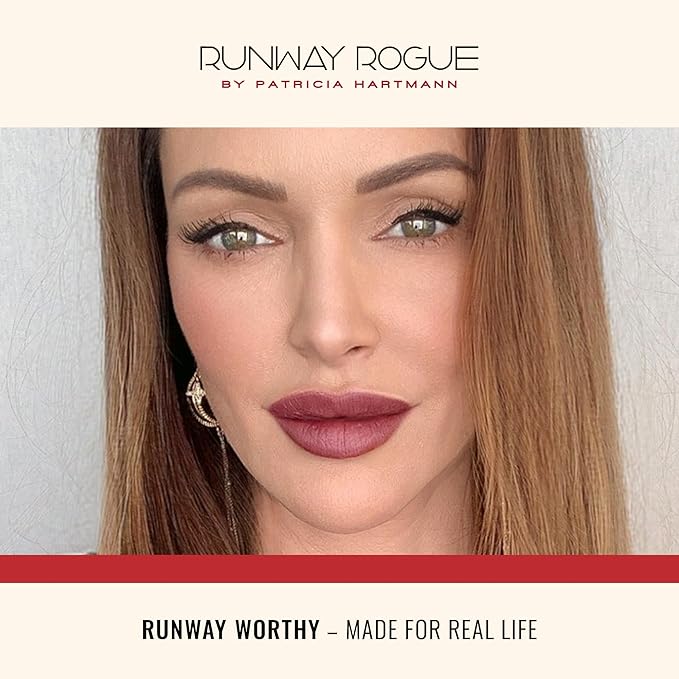 Runway Rogue Velvet Glam Liquid Lipstick, Almost-Matte Rustic Red Lipstick, ‘That Walk!’