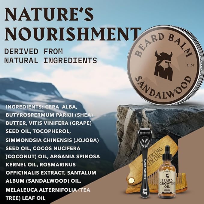 Striking Viking Beard Balm for Men - Leave in Beard Conditioner - Styling Balm Made with Naturally Derived Beard Butter, Argan & Jojoba Oils (2 Ounce (Pack of 1), Sandalwood)