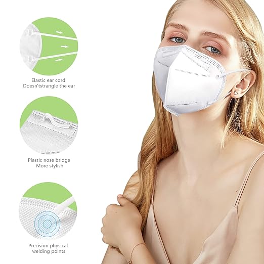 50 Pcs KN95 Face Maks for Audlts (White)
