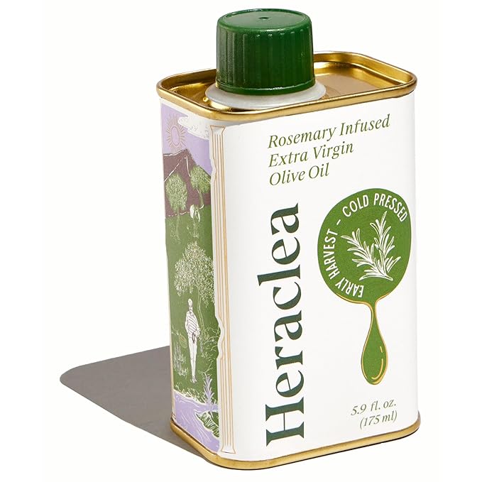 Heraclea - Rosemary Infused - Extra Virgin Olive Oil - Organic Olive Oil - Extra Virgin - Cold Pressed - Polyphenol Rich EVOO - 5.9oz Bottle