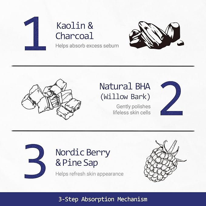 Musta Conte Mask - 1 Minute Pore Mask w/Charcoal Capsules, Finnish Birch Sap, Norwegian Cloudberry Extract & BHA - Whipped Clay Face Mask Skin Care to Refresh, Clarify & Smooth Skin (2.1 oz)