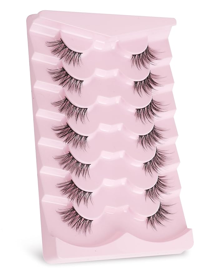 Onlyall Half Eyelashes Corner Lashes Natural Lashes Half Lashes Wispy End Lashes Corner Eyelashes 3/4 Lashes 7 Pairs C18
