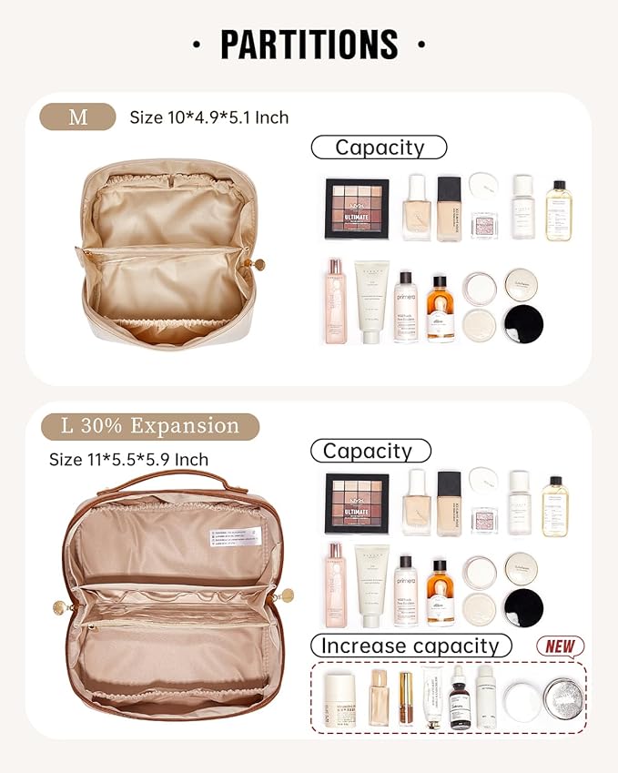 EACHY Travel Makeup Bag,Large Capacity Cosmetic Bags for Women,Waterproof Portable Pouch Open Flat Toiletry Bag Pattern Makeup Bag
