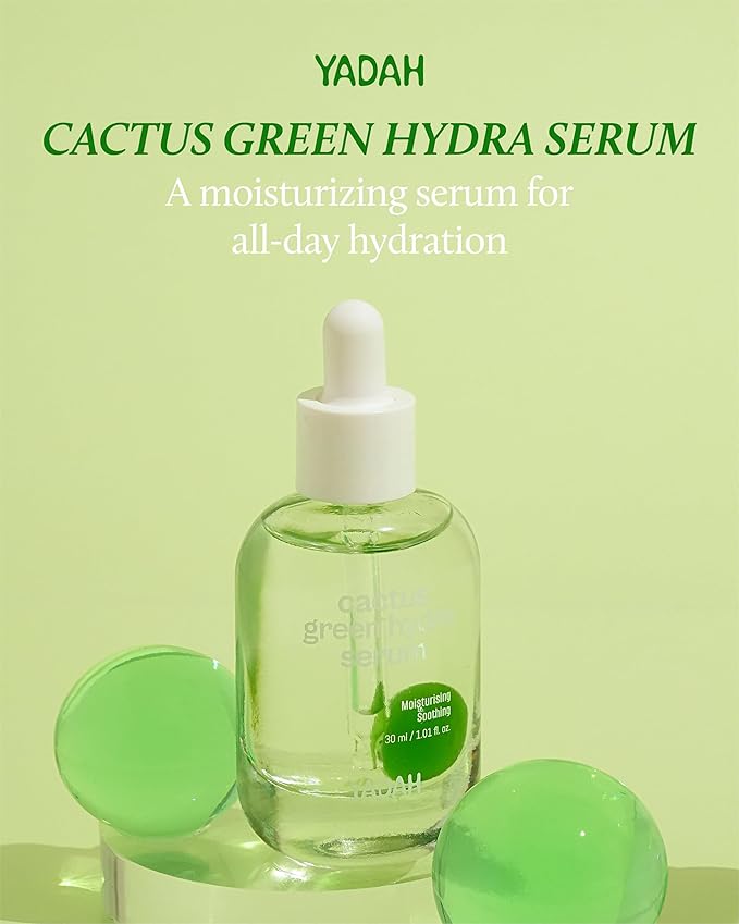 YADAH Cactus Green Hydra Serum (1.01fl oz) - Hydration, Oil-Moisture Balance, Strengthen Skin Barrier. Niacinamide, Adenosine.