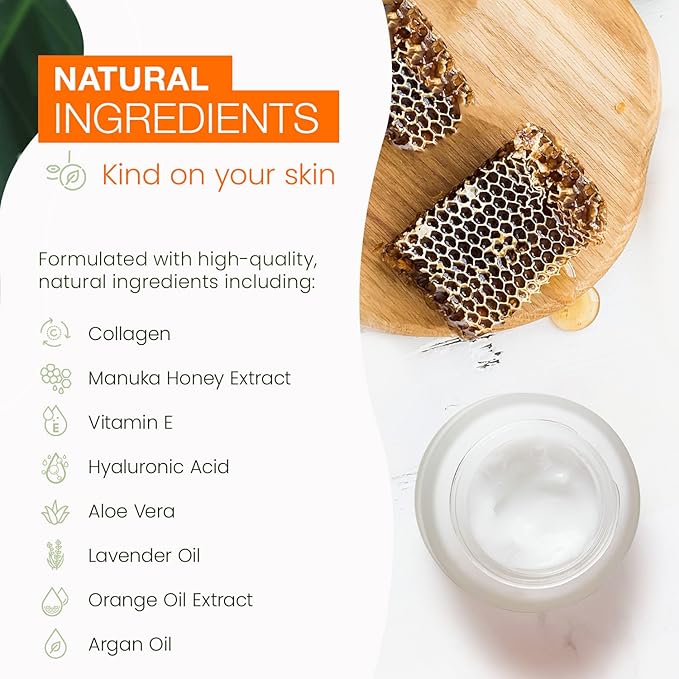 Collagen & Manuka Honey Daily Face Moisturizer - Balances pH, Anti-Aging, Skin Firming, Dermatologist Tested, Cruelty Free Korean Skin Care For All Skin Types - 1.69 fl. oz