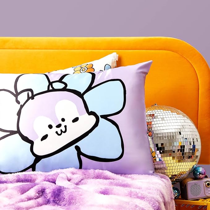 Kitsch x BT21 (Mang) Satin Pillowcase with Zipper for Hair & Skin - Softer Than Silk Pillow Cases, Smooth Cooling Pillow Cover, Wrinkle-Free, Machine Washable, Queen/Standard (19x26)
