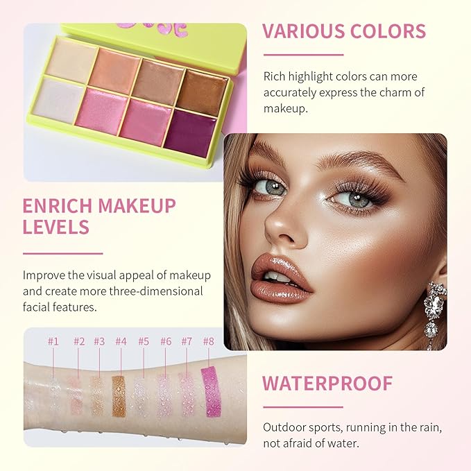 CHIFURE Eyeshadow Stick, Shimmer and Matte Cream Eye Shadow Brightener Sticks Eyeliner Pencil Crayon, Waterproof Long Lasting Eye Highlighter Stick Makeup,0.056 Oz (8-color eyeshadow palette)