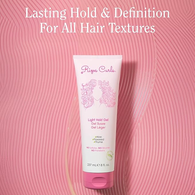 Rizos Curls Light Hold Gel – Flexible, Flake-Free, Frizz-Free Hold & Shine – Defines & Moisturizes Wavy, Curly, Coily 1a–4c Hair Types with Aloe Vera – Sulfate, Silicone & Paraben Free